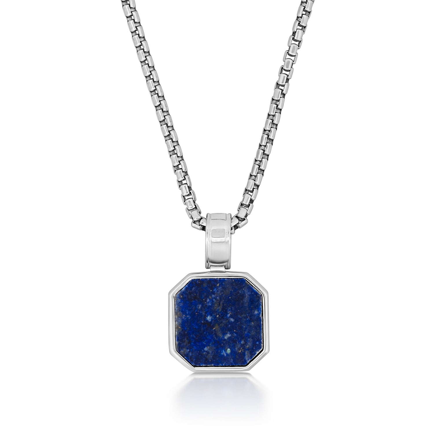 Lapis Octagon Silver Pendant - Keays
