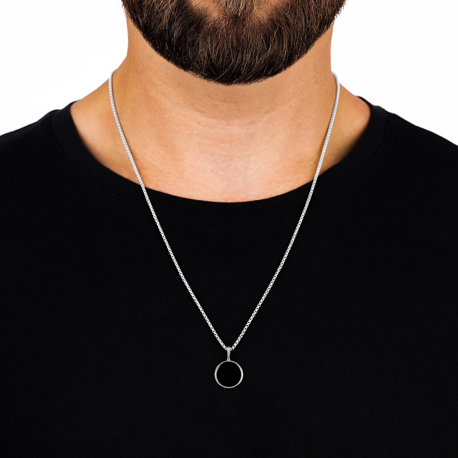 Onyx Medallion Silver Pendant
