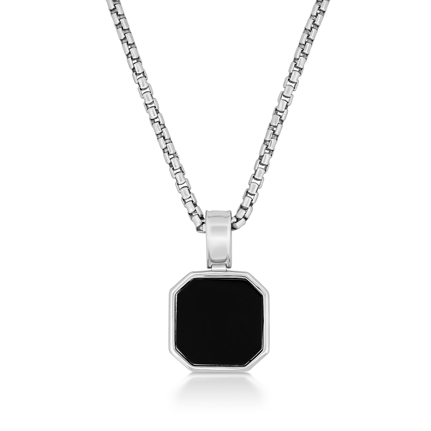 Onyx Octagon Silver Pendant - Keays