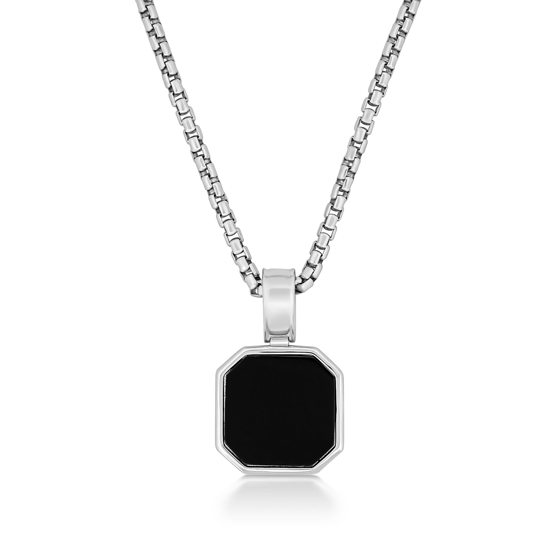 Onyx Octagon Silver Pendant - Keays