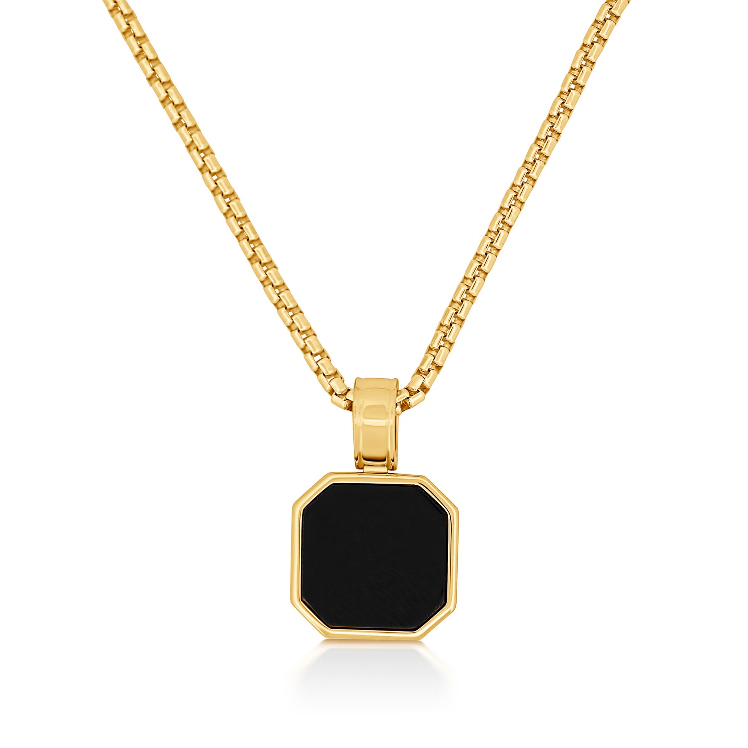 Onyx Octagon Gold Pendant - Keays