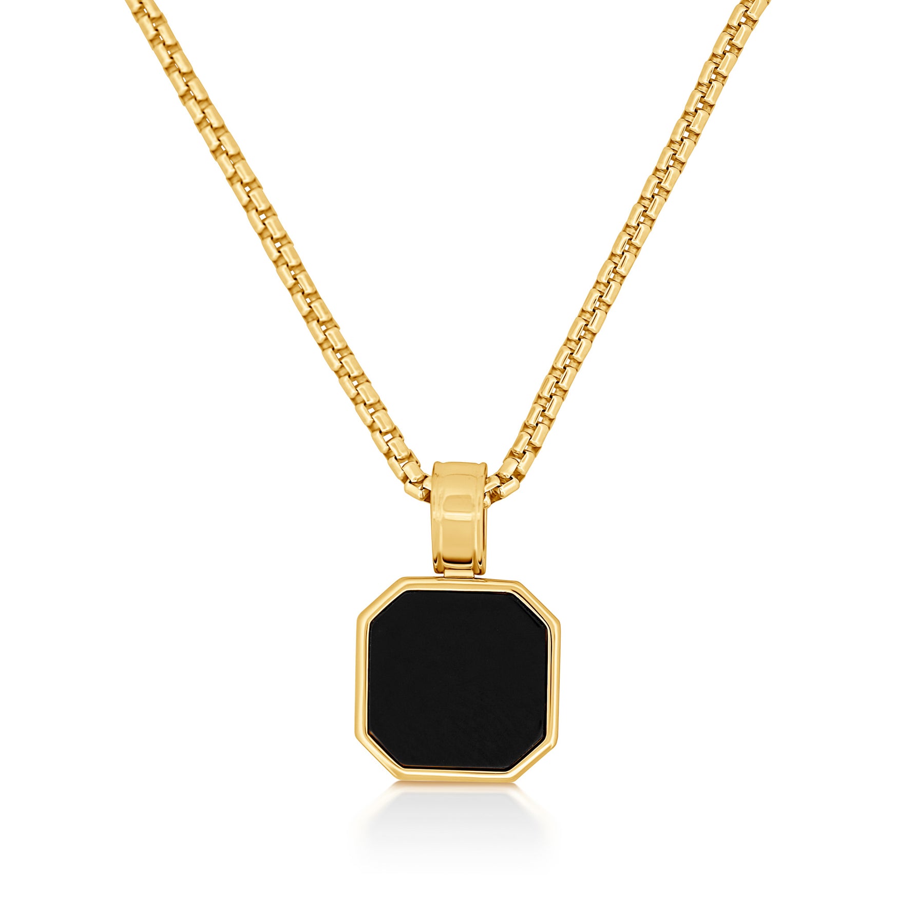 Onyx Octagon Gold Pendant - Keays