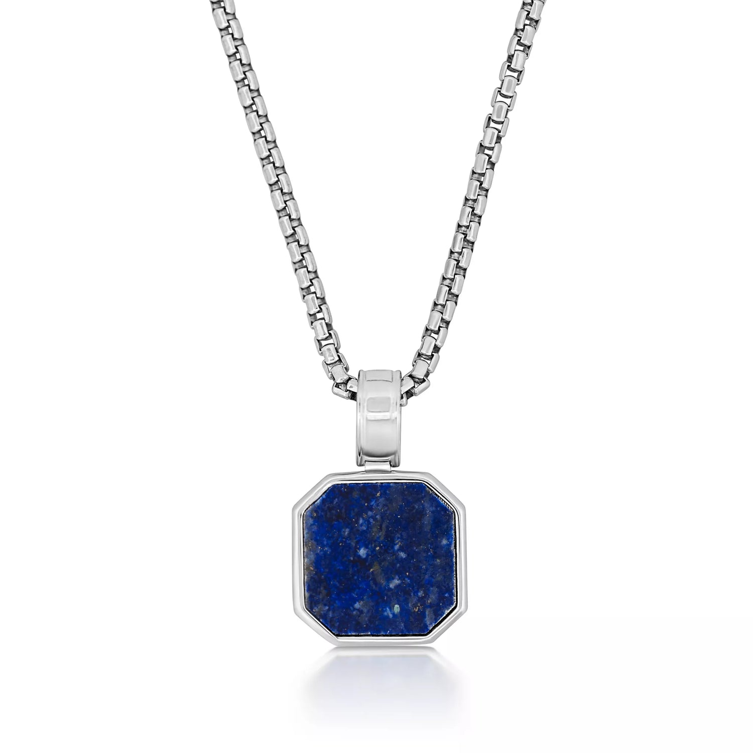 Lapis Octagon Silver Pendant