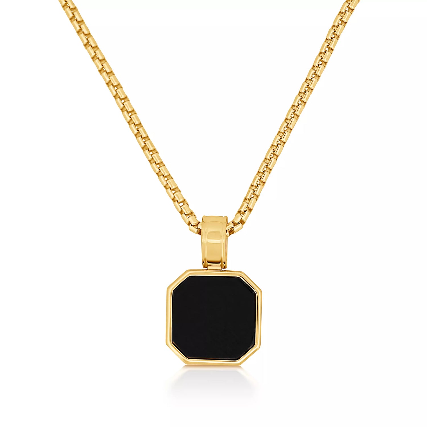 Onyx Octagon Gold Pendant